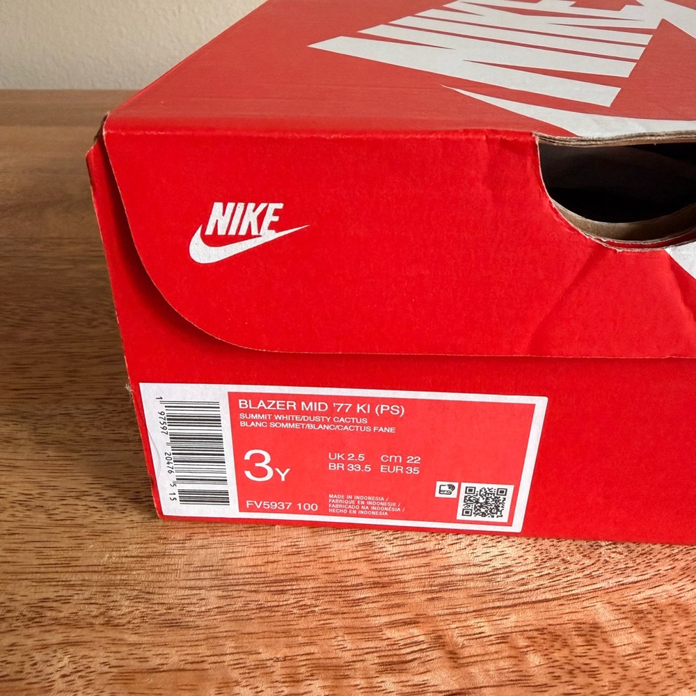 Nike Blazer Mid '77 PS 'White Dusty Cactus' (2024) - Size 3 - New w/ Box - Picture 9 of 9